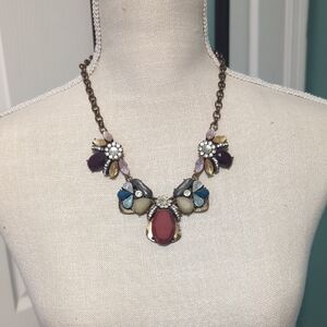 Red and Purple Ornate Necklace with Antique Finish